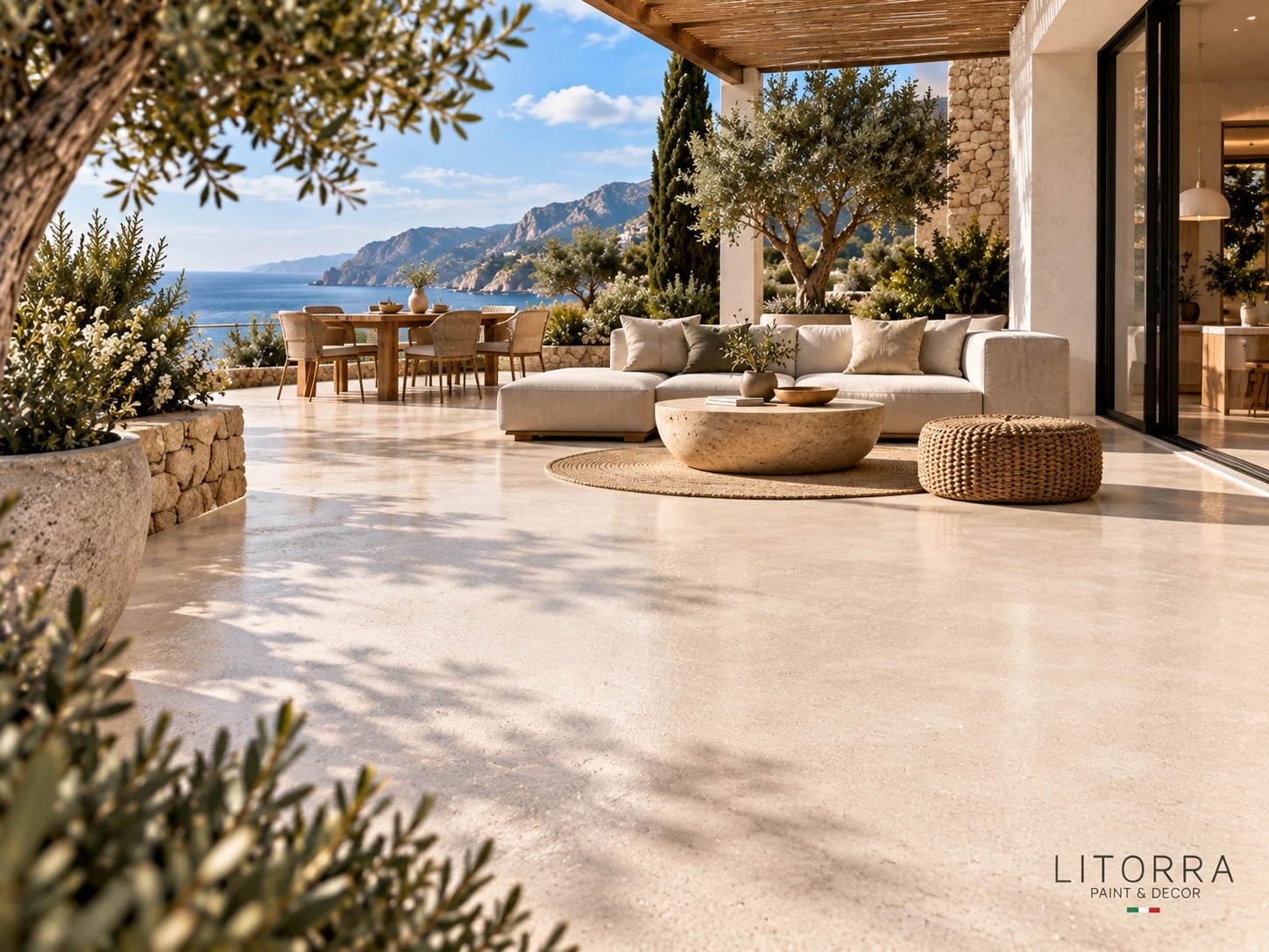 Inspiration de terrasse claire avec mobilier extérieur et végétation